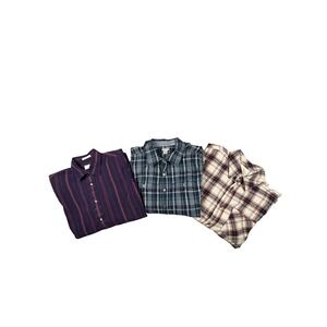 MIXED LOT OF 3 Men's M Carhartt/Field & Stream/Eagle LS Plaid Shirts SEE DESCRIP